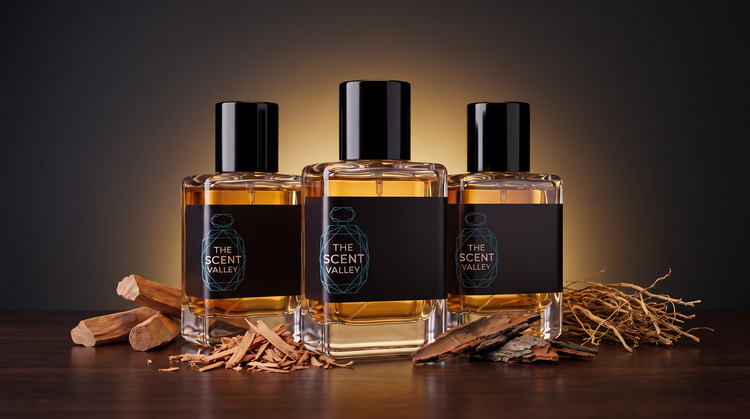 Woody fragrance collection banner - The Scent Valley Pakistan